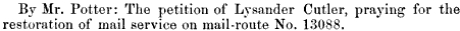 Cutler's contract ceased. (United States Congressional serial set, Issue 1041, Part 2).