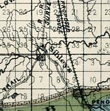 Detail of Sibley's saw-mill on the Marengo River from Charles Whittlesey's 1860 Geological Map of the Penokie Range.