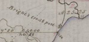 Detail of Michael Bright Sr.'s trading post on Saint Louis Bay near Oneota (West Duluth). ~ General Land Office Records