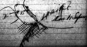 Barber's sketch of his Left Hand Point land claim from the Winter of 1856.
