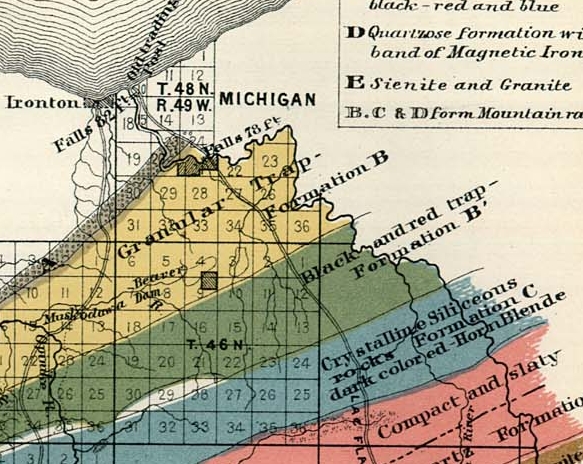 T46N R1E detail from 1860 whittlesey map