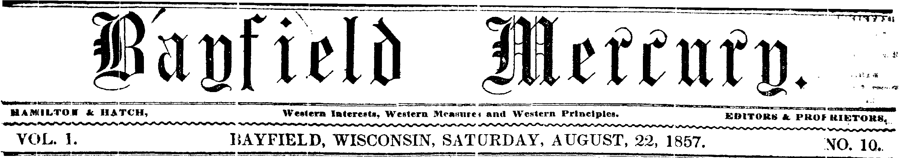 1857-08-22 Bayfield Mercury header