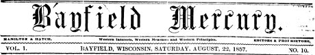 1857-08-22 Bayfield Mercury header