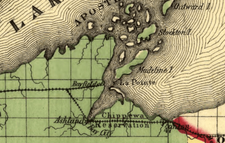 1857 Milwaukee &amp; Horicon Railroad detail of Chequamegon Bay