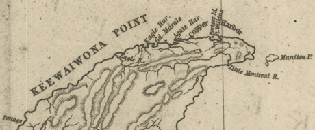 Detail of Eagle River along the Keweenaw Peninsula's copper range from the from Map of the Mineral Lands Upon Lake Superior Ceded to the United States by the Treaty of 1842 With the Chippeway Indians. ~ Wisconsin Historical Society