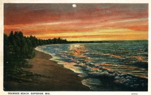 "Osawgee Beach" postcard, circa 1920. ~ Zenith City Online