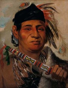 Mah-kée-mee-teuv, Grizzly Bear, Chief of the [Menominee] Tribe by George Catlin, 1831. ~ Smithsonian Institute